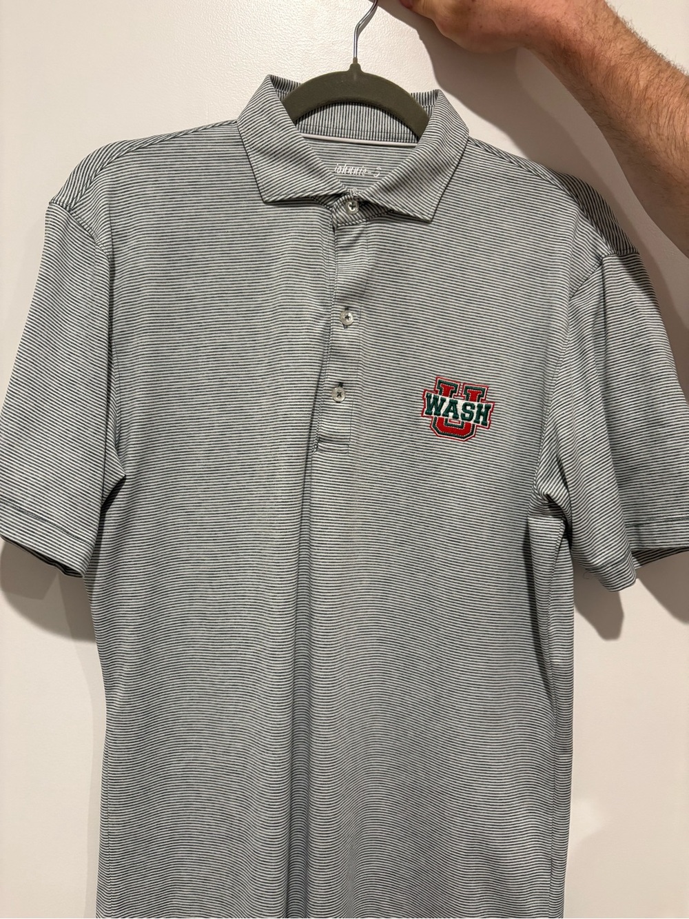 johnnie-O Wash U Light Gray Microstripe Polo